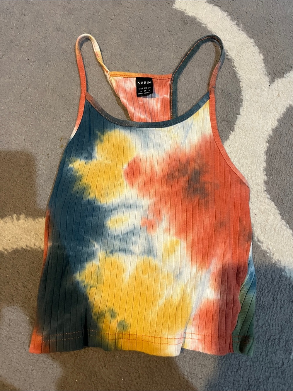 SHEIN Multi-Color Tie-Dye Ribbed Tank Top